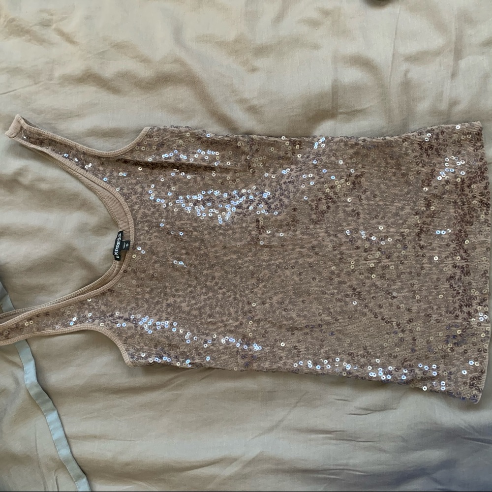 Express sequin tank top